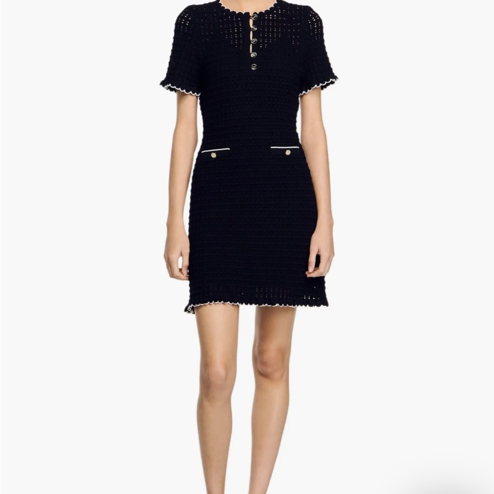 Chic Sandro Black Knit Mini Dress